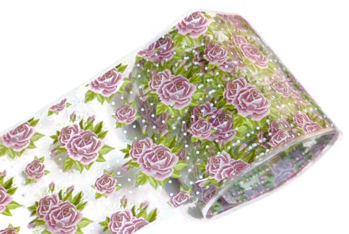 Dusky Polka Dot Roses Transfer Foil, Nail Art Supplies